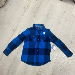 Arizona Jean Company Kids Navy and Royal Plaid Button-Down Shirt